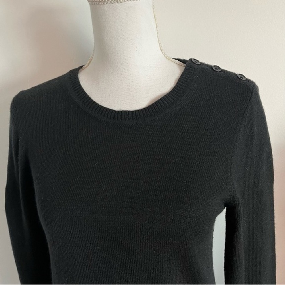 Gap Solid Black Button Shoulder Angora Sweater - image 2